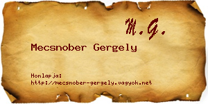 Mecsnober Gergely névjegykártya